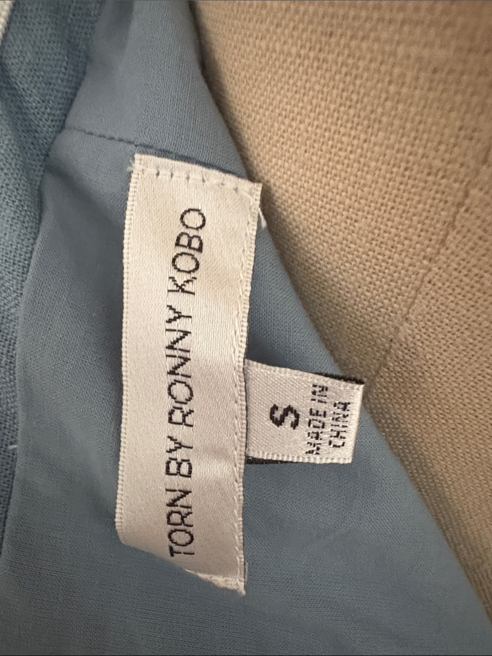 NWT Torn by Ronny Kobo Strapless Powder Blue Button-Front Midi Dress - Picture 4 of 5